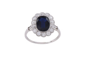 Bague pompadour diamants saphir